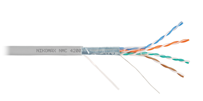 Кабель F/UTP-5е 4 пары одножильный BC (класс D) внешний РЕ до -40С, NETLAN черный (упак. 305 м.)