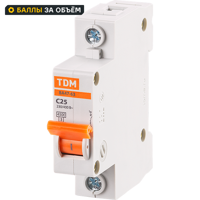 Автоматический выключатель TDM Electric ВА47-63 1P C25 А 4.5 кА SQ0218-0005