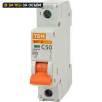 Автоматический выключатель TDM Electric ВА47-29 1P C50 А 4.5 кА SQ0206-0079